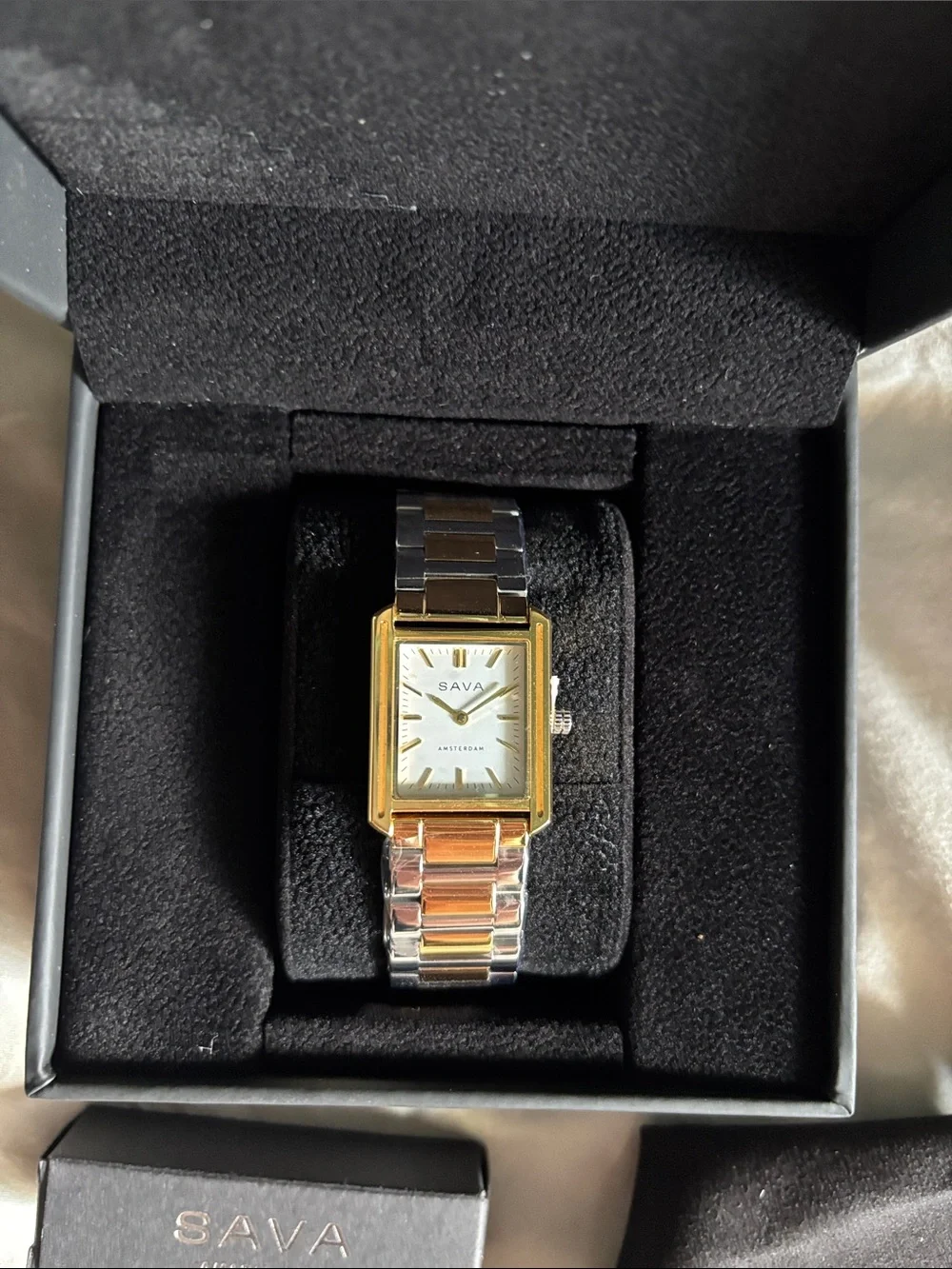 Men's Two-Tone Gold & Silver Rectangular Watch RIVIERA Sava Amsterdam Watch